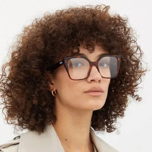 Fendi Women Eyeglasses Havana Demo Square Oversized FE50002I WAY 053 BRAND NEW FENDI FE50002I women Havana Geometric Eyeglasses – Otticanet USA main image 4